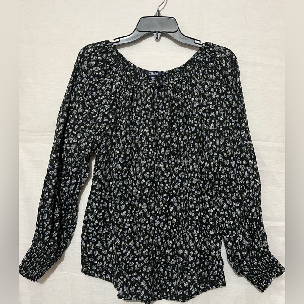 Chaps Black Floral Women's Blouse